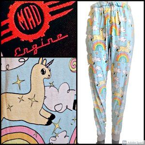 Llamacorn Kawaii Joggers PJ Pants Pastel Goth Cute Unicorn Llama Rainbow Pockets